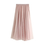 Long Gauzy Skirt Skirt Women Autumn Winter High Waist Mid Length Tulle Skirt Pleated Skirt A Line Skirt Fairy Skirt - Quality Home Clothing| Beauty