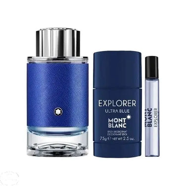 Mont Blanc Explorer Ultra Blue Gift Set 100ml EDP + 75g Deodorant Stick + 7.5ml EDP - QH Clothing