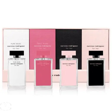 Narciso Rodriguez For Her Miniatures Gift Set 7.5ml EDT + 7.5ml EDP + 7.5ml Fleur Musc EDP + 7.5ml Pure Musc EDP - QH Clothing