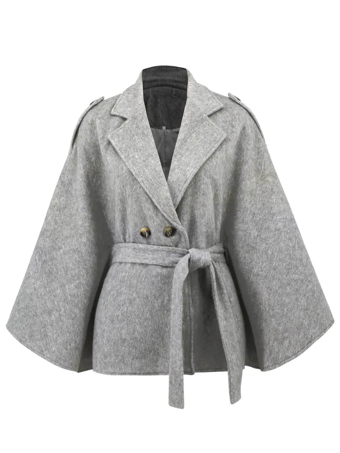 Winter Woolen Coat High Grade Collared Thin Strap Slim Fit Cloak Robe Jacket