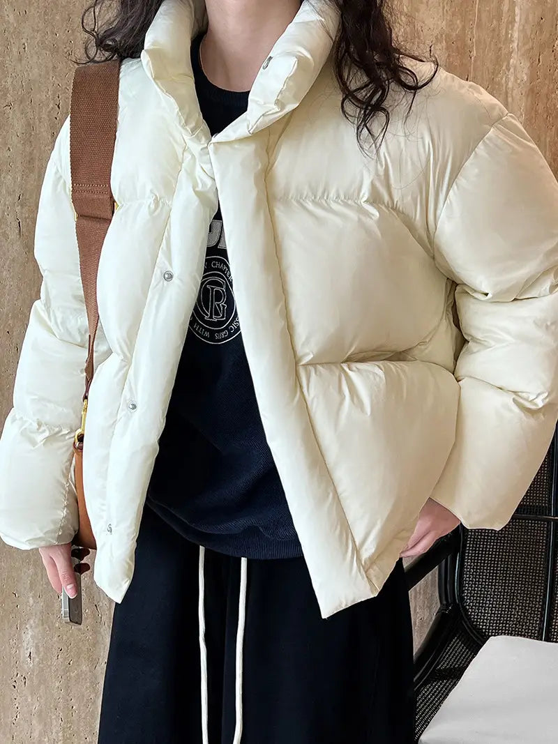 National Standard 90 White Duck down Short down Jacket Women Japanese All Matching Thickened Puffer Jacket