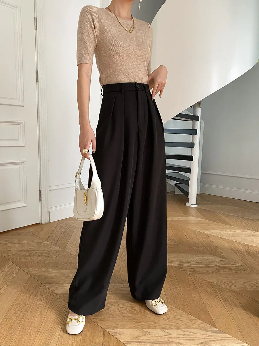 Can Match the Wide-Leg Mopping Work Pant of the Whole Store Advanced Draping Effect Early Autumn