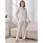 Pajamas Homewear Set Women Autumn Winter Artificial Silk Long Sleeve Pajamas Can Be Worn Outside - Quality Home Clothing| Beauty