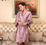 Pajamas Women  Spring Summer Silk Ice Silk Robe Foreigners plus Size Bathrobe Morning Gowns Ladies Summer Loungewear - Quality Home Clothing| Beauty