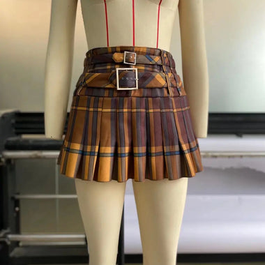 Plaid Woolen Skirt Women Autumn Winter Thickening Zipper Skirt Plaid Retro A  line Pleated Skirt - Quality Home Clothing| Beauty