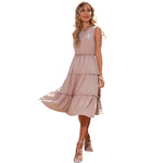 New Summer  Vest  Solid Color Pleated Wooden Ear Holiday Dress - Quality Home Clothing| Beauty