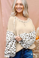 Pullover Women Winter Leopard Print Loose Leopard Splicing Women Sweater - Quality Home Clothing| Beauty