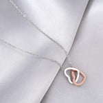 Rose Gold Split Double Ring Double Heart Necklace -  QH Clothing