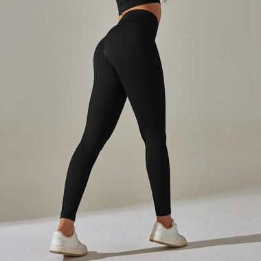 Seamless Knitted Peach Hip Raise Solid Color Tight Striped High Waist Yoga Pants Sports Running Fitness Pants Women - Quality Home Clothing| Beauty