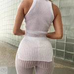 See-Through Trousers and Sleeveless T-Shirt Set - Quality Home Clothing | Beauty