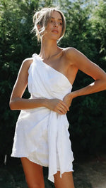 Women Clothing Solid Color Shoulder Belt Irregular Asymmetric Hem Dress - Quality Home Clothing| Beauty