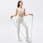 Women Yoga Suit Buckle Sports Bra Nude Feel  Line Tight Trousers Running Training Fitness Two Piece Set - Quality Home Clothing| Beauty