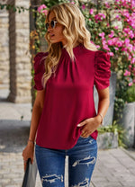 Solid Color Shirt Women Summer Women Clothing round Neck Loose Top Women - Quality Home Clothing| Beauty