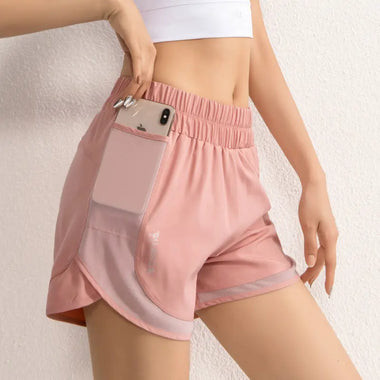 Sports Shorts Women Anti-Exposure Loose Mesh Double Pocket Quick-Drying Running Aerobic Fitness High Waist Outer Shorts - Quality Home Clothing| Beauty