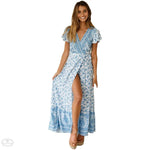 Spot  Summer Casual   Holiday Floral Print Dress Sexy Dress Women Clothing Wrap Dress - Quality Home Clothing| Beauty
