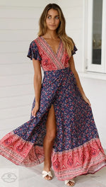 Spot  Summer Casual   Holiday Floral Print Dress Sexy Dress Women Clothing Wrap Dress - Quality Home Clothing| Beauty
