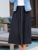 Spring Summer Elastic Waist Pleated Front Buckle Casual Package Hip Mid Skirt - Quality Home Clothing| Beauty