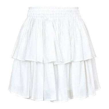 Summer Double Layer Rayon Tiered Skirt Solid Color Ruffles Elastic Skirt Women Clothing - Quality Home Clothing| Beauty