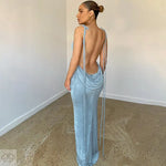 Summer Sexy Backless Lace-up Maxi Dress Tube Top Halter Dress Glitter - Quality Home Clothing| Beauty