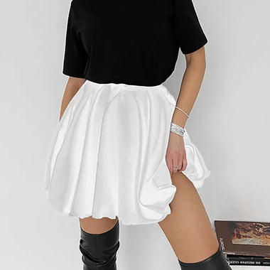 Summer Women Clothing Office White Pleated Skirt Slimming Satin Skirt A line Skirt - Quality Home Clothing| Beauty