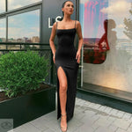 Summer Women Strap off-Neck Slim Fit Backless Sexy Slit Dress - Quality Home Clothing| Beauty