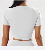 Summer round Neck Yoga T shirt Short Sleeve High Sense Sexy Tight Exposed Cropped Workout Running Top Sports Short Sleeve - Quality Home Clothing| Beauty