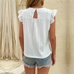 Tops Ruffled Short Sleeves White Shirt Women Summer - Quality Home Clothing| Beauty