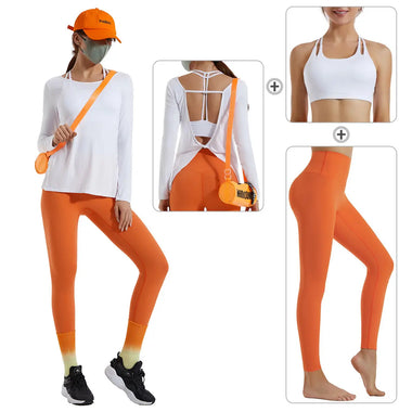 Yoga Suit Women High Waist Belly Contracting Tights Running Fitness Sportswear Three Piece - Quality Home Clothing| Beauty