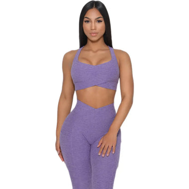 Breathable Criss Cross Bra Metal Hollow Out Cutout Yoga Suit Women Fitness Sports Fitness Tights - Quality Home Clothing| Beauty
