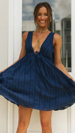 Women V-neck Front Rear Drawstring Large Swing Irregular Asymmetric Dress - Quality Home Clothing| Beauty