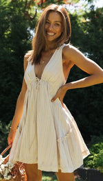 Women V-neck Front Rear Drawstring Large Swing Irregular Asymmetric Dress - Quality Home Clothing| Beauty