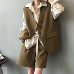 Waffle Set Women  Spring V neck Outerwear Vest Shorts Two Piece Set - Quality Home Clothing| Beauty