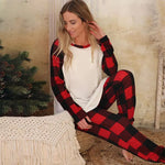 Winter Long Sleeve Home Wear Women Plaid round Neck Christmas Loose Casual Suit - Quality Home Clothing| Beauty
