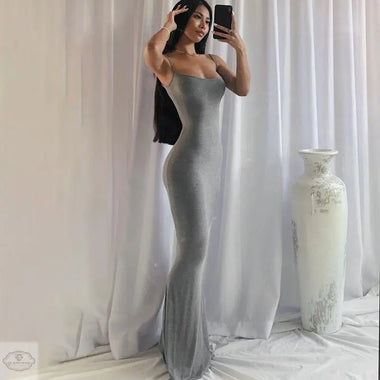 Women Clothing Autumn Winter Solid Color Stitching Casual Sleeveless High Waist Slim Fit Maxi Dress Maxi - Quality Home Clothing| Beauty