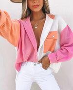 Women Clothing Multi Color Mosaic Long Sleeve Cardigan Women Shirt - Quality Home Clothing| Beauty