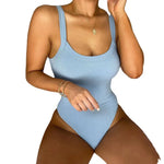 Women Clothing Summer Sexy Slim Fit Sleeveless Bodysuit Rib Sunken Stripe Base Clothing - Quality Home Clothing| Beauty