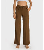 Zero Sense Waist Drawstring Wide Leg Pants Large Pocket All Matching Workout Exercise Pants Women - Quality Home Clothing| Beauty