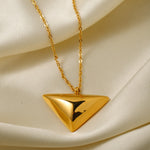 18k gold fashionable simple triangle pendant necklace - QH Clothing