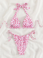 Animal Print Halter Bikini - QH Clothing