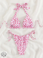 Animal Print Halter Bikini - QH Clothing