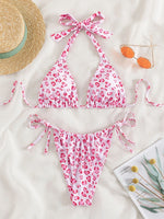 Animal Print Halter Bikini - QH Clothing