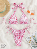 Animal Print Halter Bikini - QH Clothing