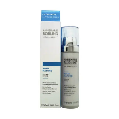 Blue and white Annemarie Börlind Aquanature Revitalizing Rehydration Serum 50ml with box