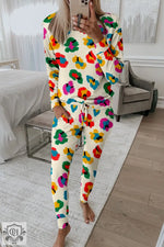 Colorful floral print loungewear set in sizes Euro sizes for ultimate relaxation