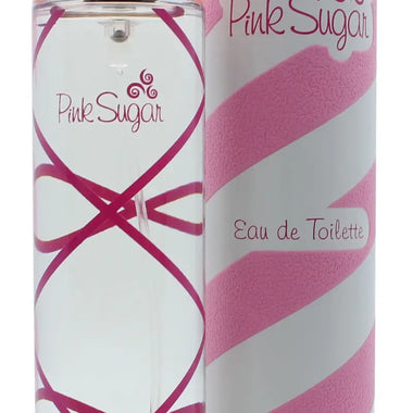 Aquolina Pink Sugar Eau de Toilette 100ml Spray with pink perfume bottle and striped container