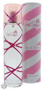 Aquolina Pink Sugar Eau de Toilette 100ml Spray with pink perfume bottle and striped container