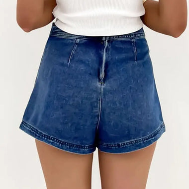 Ashleigh Blue Faux Wrapped Mini Denim Skort - Bottoms/Denim Shorts