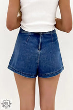 Ashleigh Blue Faux Wrapped Mini Denim Skort - Bottoms/Denim Shorts