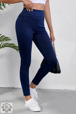 Ashleigh Blue Solid Color High Waist Stretchy Slim Fit Jeggings - Bottoms/Leggings