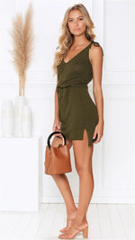 Asymmetric Lace Up Dress - QH Clothing